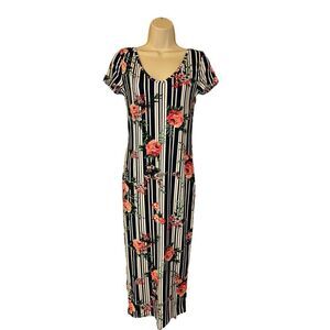 Floral Striped BodyCon Maxi Dress Size Small